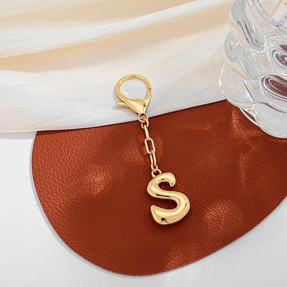 Bubble Letter Monogram Bag Charm Key Chain | 40KC161