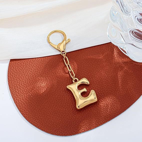 Bubble Letter Monogram Bag Charm Key Chain | 40KC161