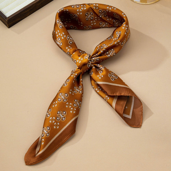 Geometric Tile Motif Color-Block Silky Scarf | 80SC3102