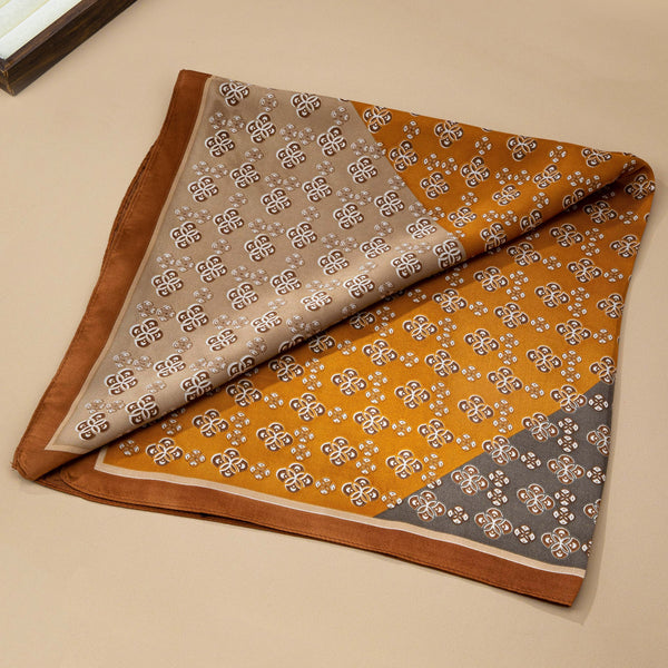 Geometric Tile Motif Color-Block Silky Scarf | 80SC3102