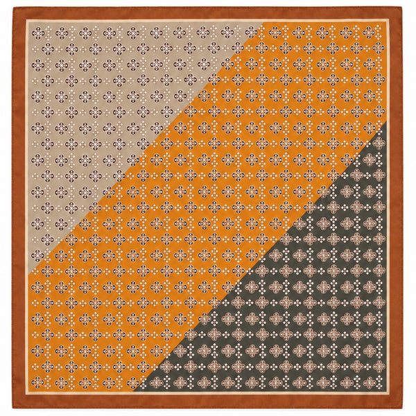 Geometric Tile Motif Color-Block Silky Scarf | 80SC3102