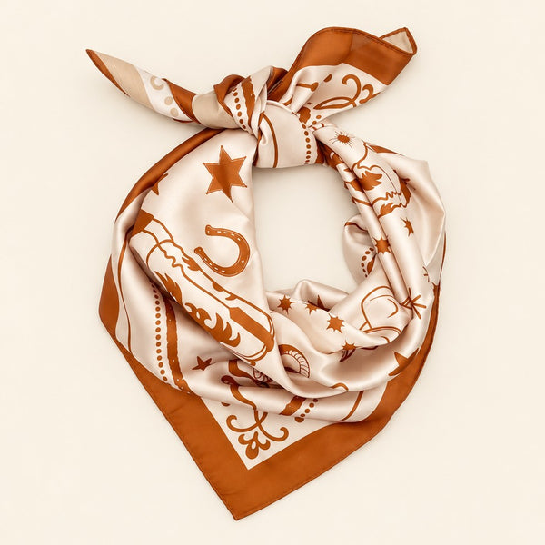 Western Motif Boot & Snake Square Bandana Scarf | 40SC738