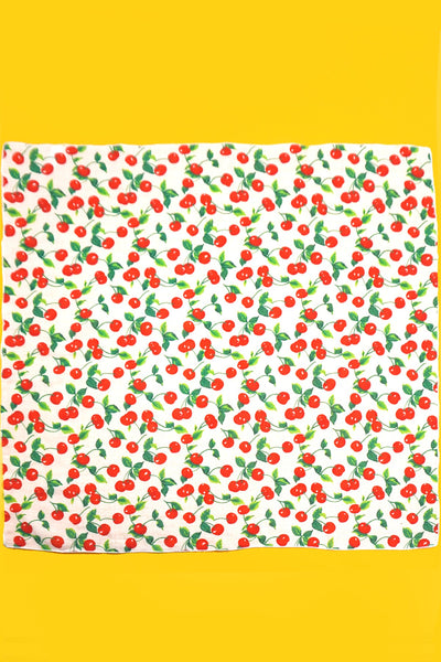 COTTON CHERRY PRINT SILKY FEELING BANDANA SCARF | 40SC646