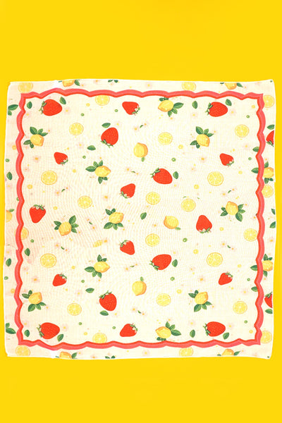 STRAWBERRY PRINT SILKY FEELING BANDANA SCARF | 40SC650