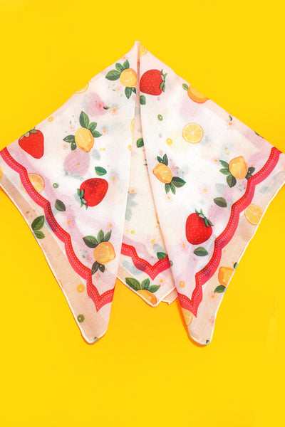 STRAWBERRY PRINT SILKY FEELING BANDANA SCARF | 40SC650