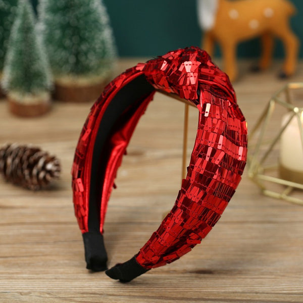 HOLIDAY SEQUIN EMBELLISHED KNOT HEADBAND | 40HB174