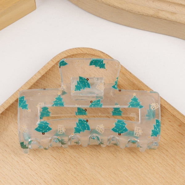 CHRISTMAS TREE SANTA HOLIDAY HAIR CLAW | 40H948