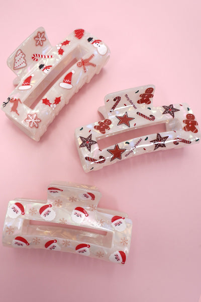 CHRISTMAS TREE SANTA HOLIDAY HAIR CLAW | 40H947