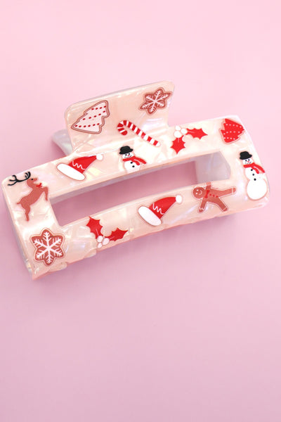 CHRISTMAS TREE SANTA HOLIDAY HAIR CLAW | 40H947