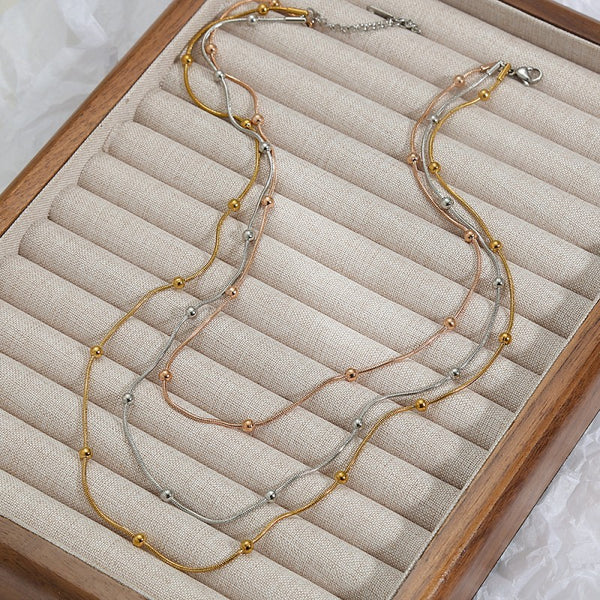 18K STAINLESS STEEL TARNISH FREE LAYERED NECKLACE | 40NK9501