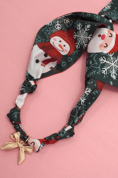 HANDMADE SCARF NECKLACE - CHRISTMAS SNOWMAN BOW | 80N91827