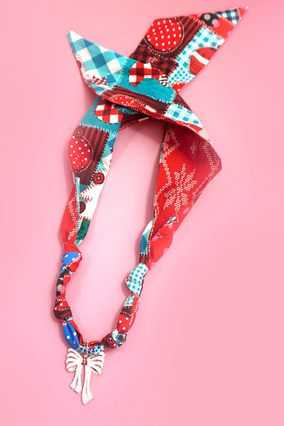 HANDMADE SCARF NECKLACE - CHRISTMAS SNOWMAN BOW | 80N91827