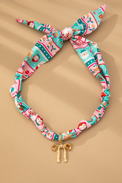 HANDMADE SCARF NECKLACE - CHRISTMAS SNOWMAN BOW | 80N91827