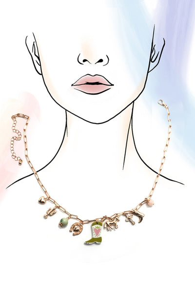 CHARM NECKLACE-WESTERN BOOT HORSE CROSS CHARM | 80N91803