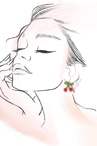 CHERRY BEADED DROP EARRINGS | 80E6747