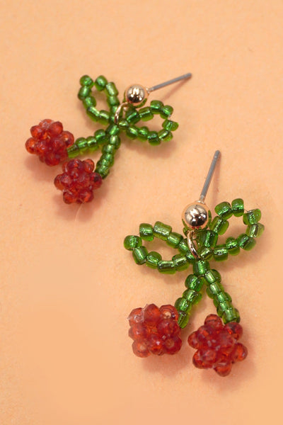 CHERRY BEADED DROP EARRINGS | 80E6747