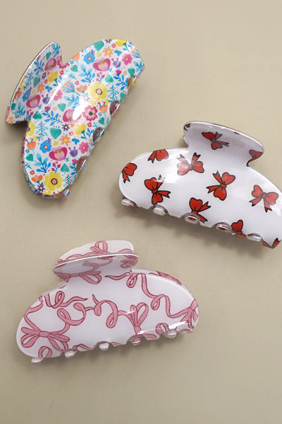 JUMBO BOW FLORAL HAIR CLAW CLIPS | 40H953