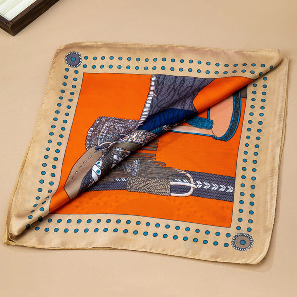 Equestrian Horse Saddle & Stirrup Printed Scarf | 80SC3100