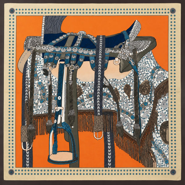 Equestrian Horse Saddle & Stirrup Printed Scarf | 80SC3100