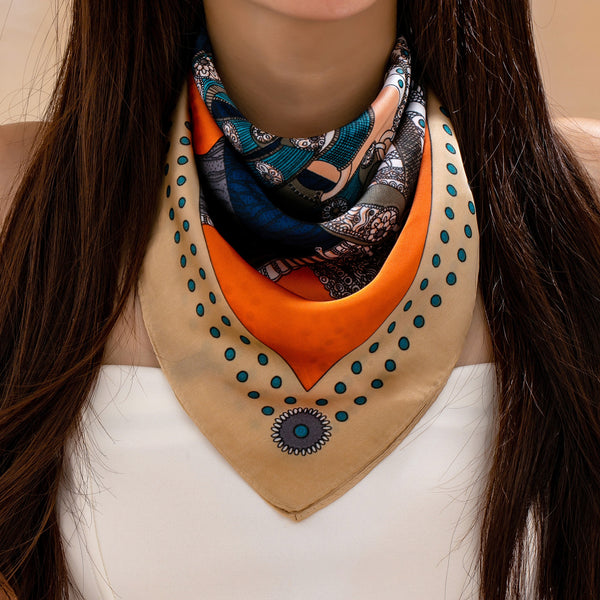 Equestrian Horse Saddle & Stirrup Printed Scarf | 80SC3100