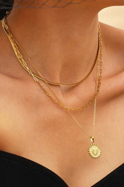 18K STAINLESS STEEL TARNISH FREE LAYERED NECKLACE | 40NK9509