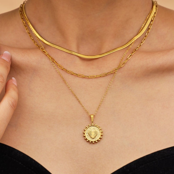 18K STAINLESS STEEL TARNISH FREE LAYERED NECKLACE | 40NK9509