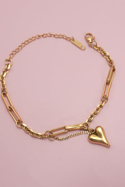 18K STAINLESS STEEL TARNISH FREE HEART BRACELET | 40B5167