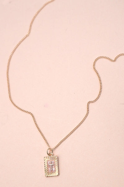 SUNBURST SQUARE CROSS PENDANT NECKLACE | 80N91885