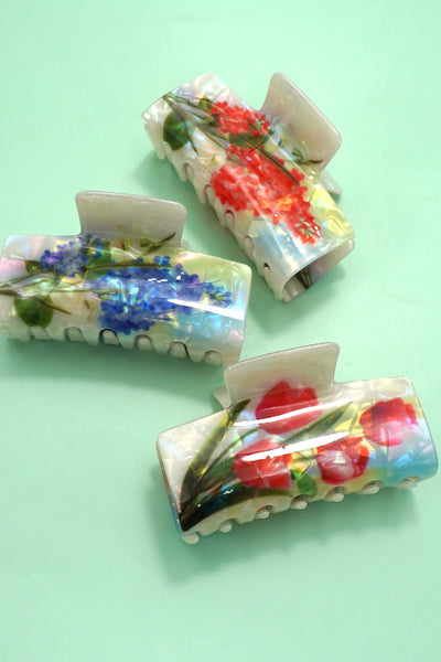 LARGE FLORAL HAIR CLAW CLIPS | 40H959