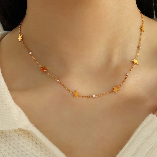 18K STAINLESS STEEL TARNISH FREE STAR NECKLACE | 40NK9513