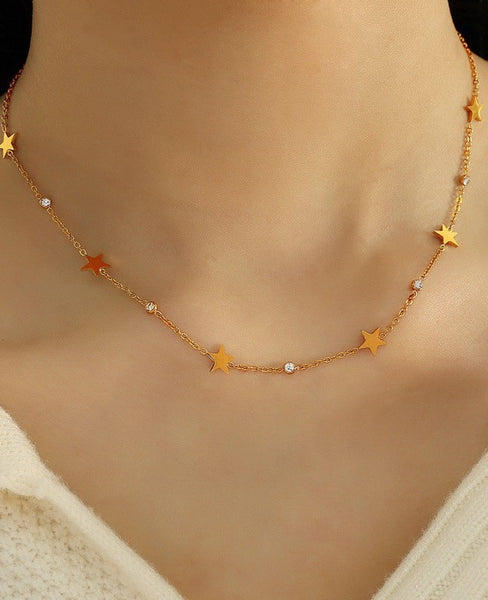 18K STAINLESS STEEL TARNISH FREE STAR NECKLACE | 40NK9513