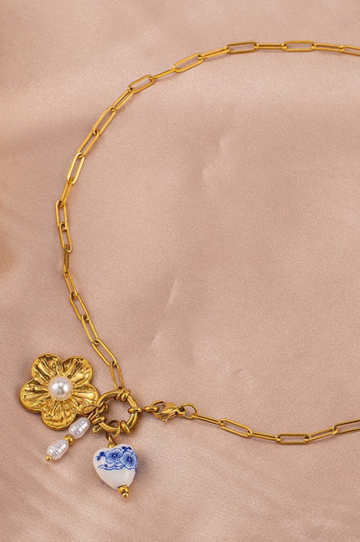 18K STAINLESS STEEL TARNISH FREE FLOWER NECKLACE | 40NK9516