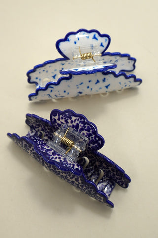 VINTAGE PORCELAIN STYLE HALF MOON HAIR CLAW CLIPS | 40H964