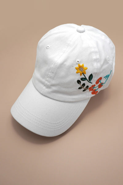 EMBROIDERY FLORAL BASEBALL CAP HAT | 40HW737