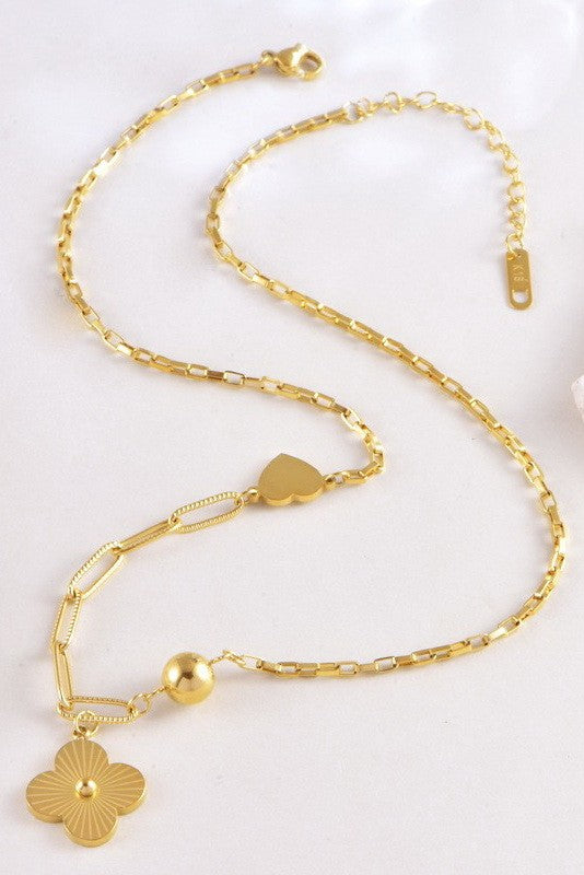 18K STAINLESS STEEL TARNISH FREE CLOVER NECKLACE | 40NK9524