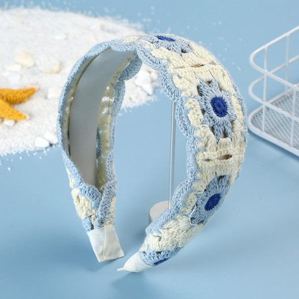 FLORAL CROCHET SOFT WOVEN KNIT HEADBAND HAIR BAND | 40HB181