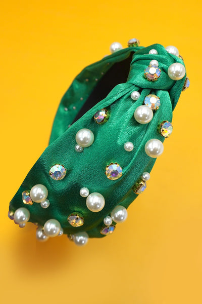 CHRISTMAS RHINESTONE PEARL BEAD HAIR BAND HEADBAND | 40HB180