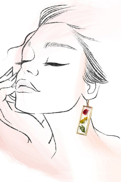 Vintage Dried Flower Earrings | 40E384