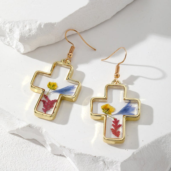 Vintage Dried Flower Earrings | 40E384