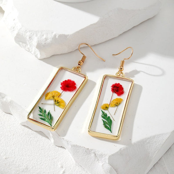 Vintage Dried Flower Earrings | 40E384