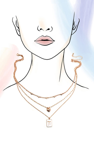 SQUARE BOW EPOXY CHARM LAYERED NECKLACE | 80N91936