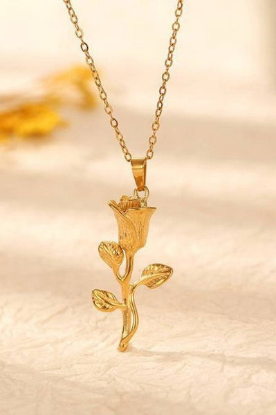 18K STAINLESS STEEL TARNISH FREE ROSE NECKLACE | 40NK9529