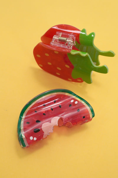 FRUIT STRAWBERRY WATERMELON HAIR CLAW CLIPS | 40H974