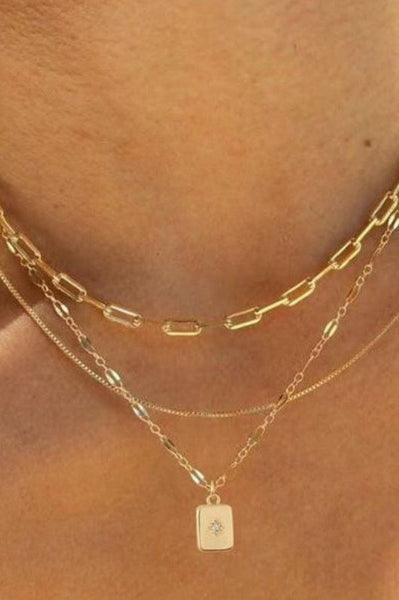 18K STAINLESS STEEL TARNISH FREE LAYERED NECKLACE | 40NK9532