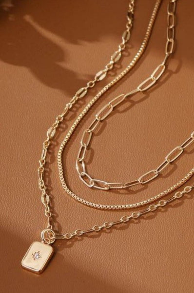 18K STAINLESS STEEL TARNISH FREE LAYERED NECKLACE | 40NK9532