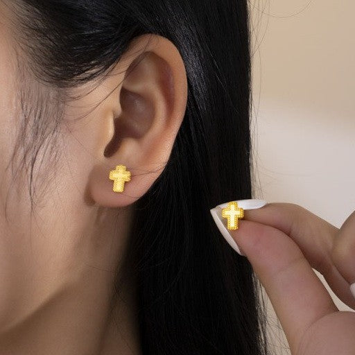 18K STAINLESS STEEL TARNISH FREE CROSS EARRINGS | 40E388