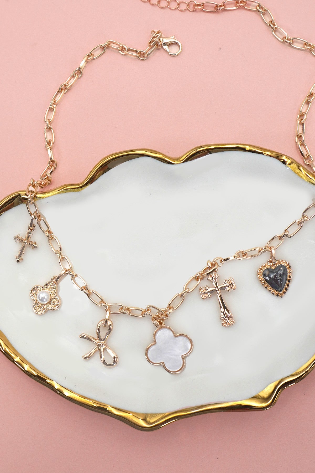CHARM NECKLACE-CLOVER BOW CROSS HEART FLOWER | 80N91988