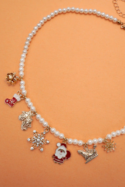 Pearl Chain Necklace with Christmas Charms | 80N91725