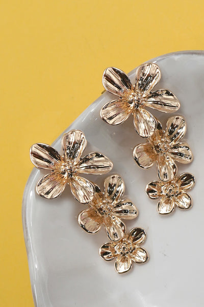 GOLD FLOWER CASCADE DROP EARRINGS | 80E6948