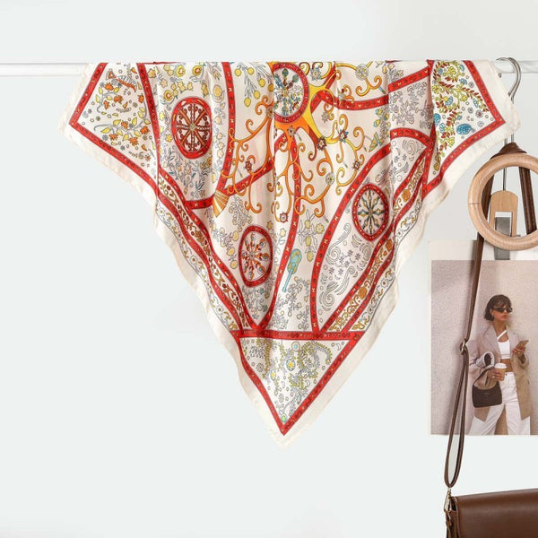 VINTAGE FLORAL PRINT SILKY FEEL BANDANA SCARF | 40SC674